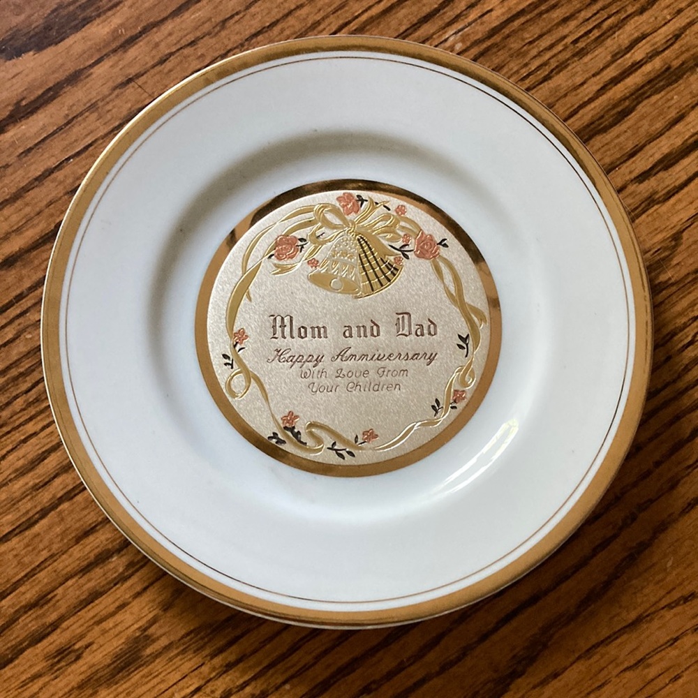 Dynasty Chokin Happy Anniversary Plate/chokin art